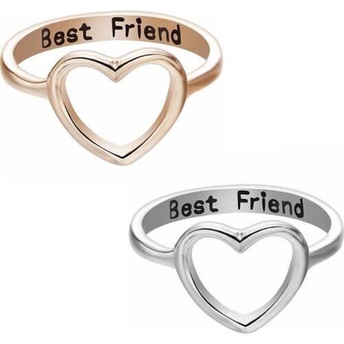 Copper and Gold Heart-shaped Ring for A Good Friend Ring Female Hollow Simple Couple Wedding Heart-shaped Rings