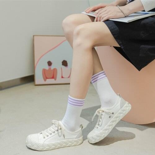 Ins Fashion stripe Ⅲ Three bars Simplicity New Street Sports Socks Women Girls Solid Colorful Middle Tube Soft free shipping