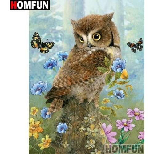 HOMFUN Full Square/Round Drill 5D DIY Diamond Painting "owl " Embroidery Cross Stitch 5D Home Decor A09000