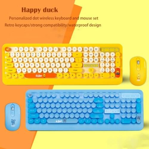 2.4G Wireless Keyboard Mouse Set Candy Color Keycap Keyboard And Mouse Comb For Laptop Notebook PC Girls Gift