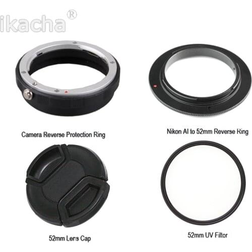 4 In1 Macro Lens Reverse Adapter Protection Set for Nikon D80 D90 D3100 D3300 D5100 D5300 D5500 D7000 D7100 52mm UV Filter