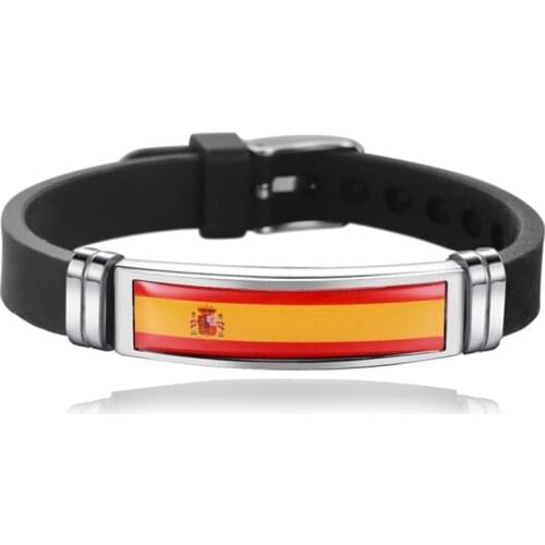National Flag Silicone Bracelet Competition Commemorative Stainless Steel Bracelet Patriotic Jewelry Gifts
