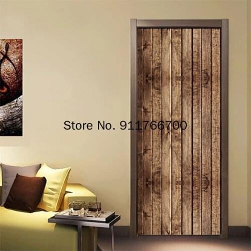 3D Elk Animals Vinyl Mural Decal Waterproof Old Wood Grain Door Stickers Home Decor For Living Room Adhesive Wallpaper