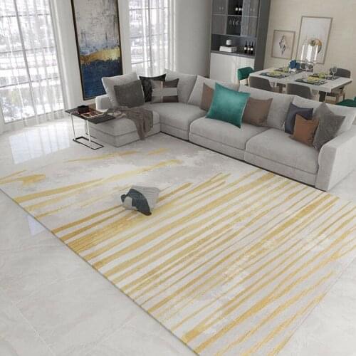 Nordic Yellow Linen Pattern Carpets For Living Room Customized Home Decor Kids Room Soft For Modern Rugs Bedroom Simple Carpet