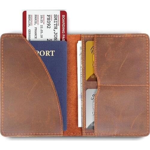 Genuine Leather Passport Cover Men Wallet ID Credit Card Case Vintage Male Passport Holder