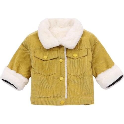 2021Autumn Winter Korean kids clothing corduroy padded warm jacket jacket boy new coat plus velvet childrens baby girl clothes