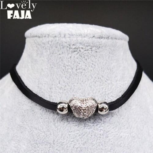 2021 Leather Stainless Steel Neckless Women Silver Color Heart Shaped Wings Necklaces & Pendants Jewelry cadenas mujer N2029S4