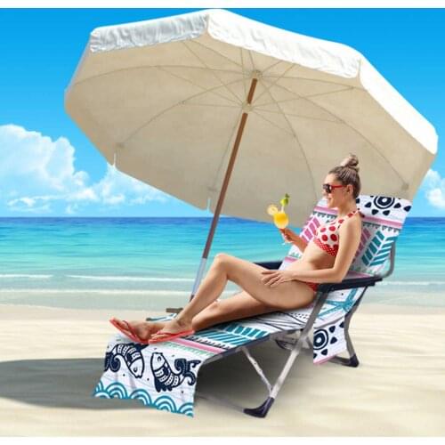 Recliner Bed Beach Towel Summer Outdoor Garden Pool Sun Lounger Fiber Cover Deck Long Chair Towel With Pocket