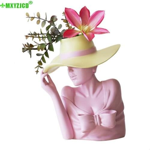 European-style Portrait Resin Sculpture Flower Pot Floral Living Room Desktop Balcony Home Decoration Ornaments