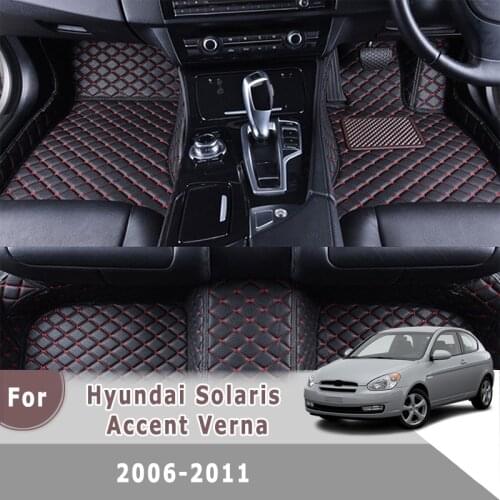 Right Wheel Car Floor Mats For Hyundai Solaris Accent Verna 2006 2007 2008 2009 2010 Carpets Accessories Auto Covers Leather Rug