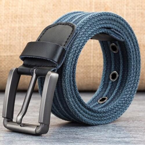 2020 Fashion Belt for Man Canvas Belt Striped Design Casual Mens Belts with Iron Buckle Tactical Belt for Jeans 110cm-140cm