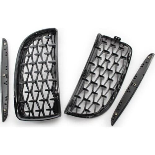 Front Meteor Grill Grilles Kidney Grill Replacement for Bmw 3 Series E90 E91 06-08 Bright Black