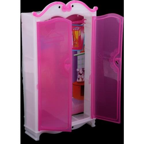 Rosy Clothes Wardrobe Plastic DollHouse Furniture Clothing Accessories for Doll