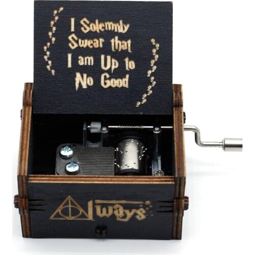 Christmas Gift Antique Carved Wooden Hand-Cranked Music Box Theme Halloween Birthday Present Casket Decoration