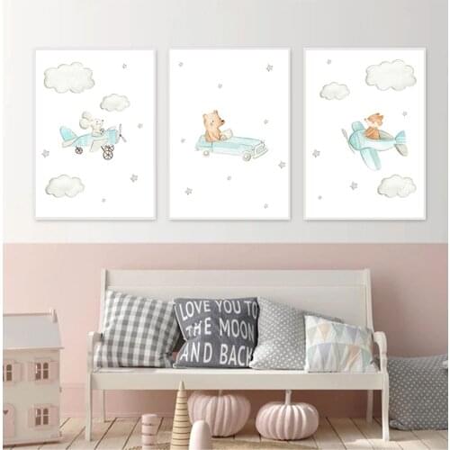 Nordic Kids Decoration Picture Baby Room Decor Animal Balloon Airplane Car Child Poster Nursery Canvas Print Wall Art Painting