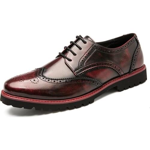 Spring New Elegant High Quality PU Leather Shoes British trend business shoes male lace-up Flats Fashion Casual Shoes