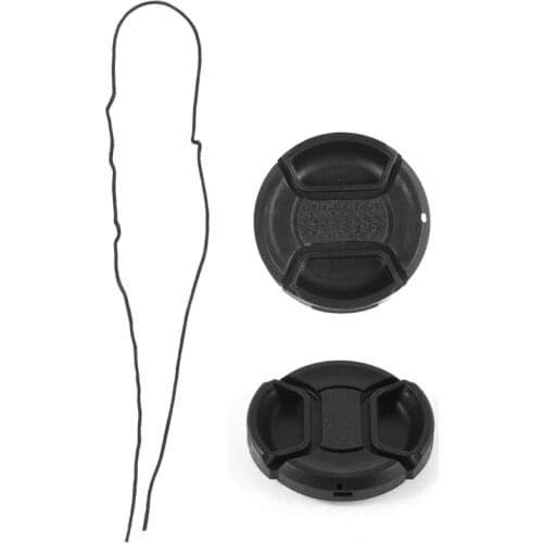 Univeral Camera 49mm Front Lens Cap Protector Black with Universal 46mm Center Pinch Front Lens Cap for DSLR Camera