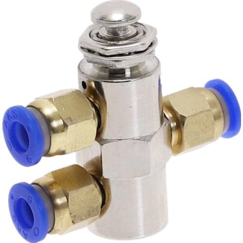 Exhaust valve 2 Position 5 Way ON/OFF M5 Thread Push button Switch TV-4P Air Pneumatic Mechanical Valve w Fiittings