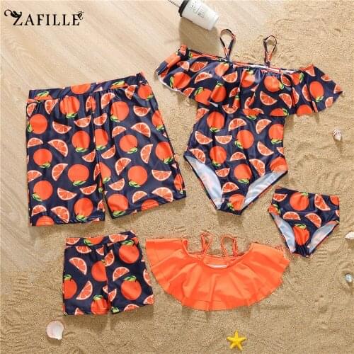 ZAFILLE Womens Swimsuit 2021 Swimwear Family Matching Clothes Child Swimwear Orange One Piece Swimsuit Swimming Girls' Swimsuit