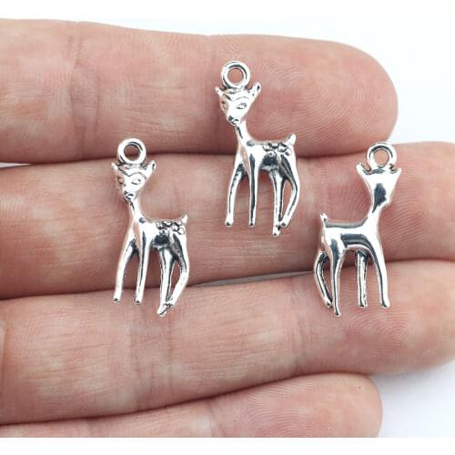 Fashion 20Pcs 11*22mm Antique Silver Color Cute Deer Charms Necklace Earrings Pendant For Women DIY Jewelry Making Wholesale