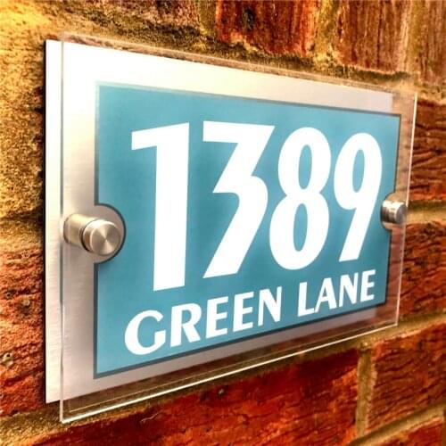 House Sign House number Door Sign apartment number Wall Gate Door Number Street Name Plaque Acrylic Glass Effect Stylish