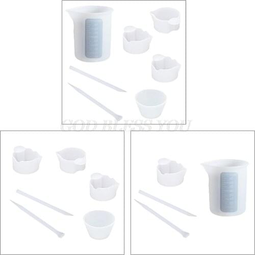 1 Set Nonstick Silicone Measuring Cup Card Slot Cup Dispensing Cup Stirrer Stirring Rods DIY Handmade UV Epoxy Resin Tools Kit