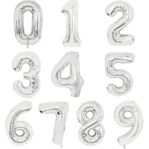 1pcs 40 Inch Silver New Year Large Digital Decoration Digital Aluminum Foil Balloon Birthday Festival Balloon