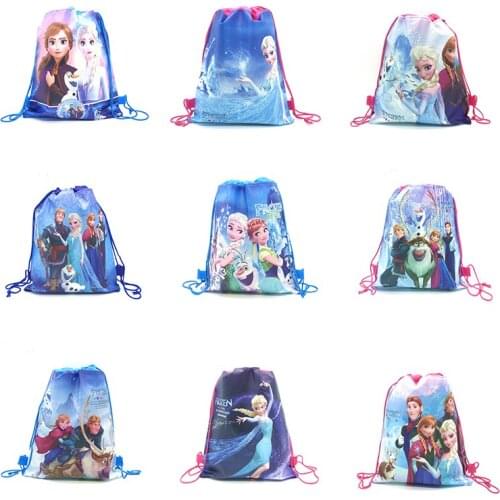 10/20Pcs Disney Frozen Non-woven Fabrics Travel Pouch Storage Clothes Shoes Bags Cotton Drawstring Bags School Portable Backpack