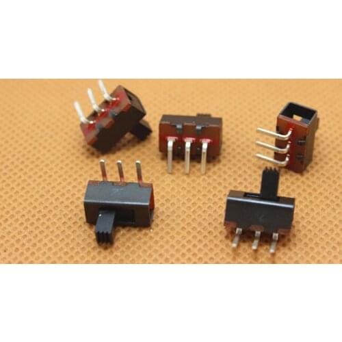100PCS 3mm High Side Knob 1P2T 2 Position Vertical Slide Switch 3 Pin SS12F21