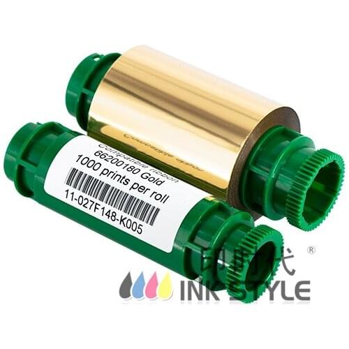 2pcs/Lot Pointman 66200180 Gold Metallic Ribbon 1000prints use in TP-9000 TP-9100 TP-9200 N10 N15 N20 N30 ID Card Printer