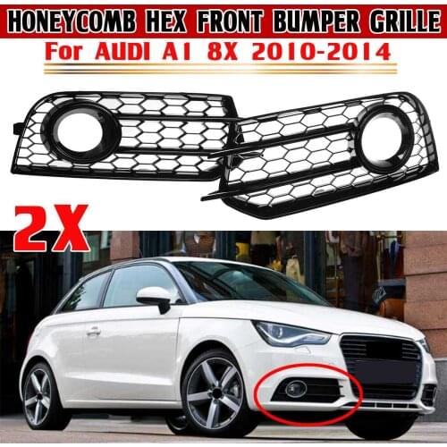 2pcs Honeycomb Mesh Car Front Bumper Fog Lamp Grill Protector For AUDI A1 8X 2010-2014 Fog Light Grille Cover Trim Lamp Hoods