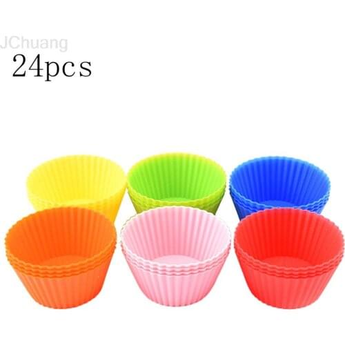 24pcs Egg Tart Silicone Mold Cups Baking Decorating Muffin Cup Bakeware Pastry Tools for Chocolate Cupcake Wraps Home Kit Tools