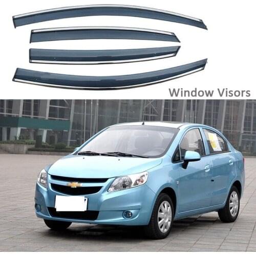 For Chevrolet SAIL Sedan 2010-2014 Car Styling Awnings Shelters Window Visors rain eyebrow Protector Exterior decoration 4PCS