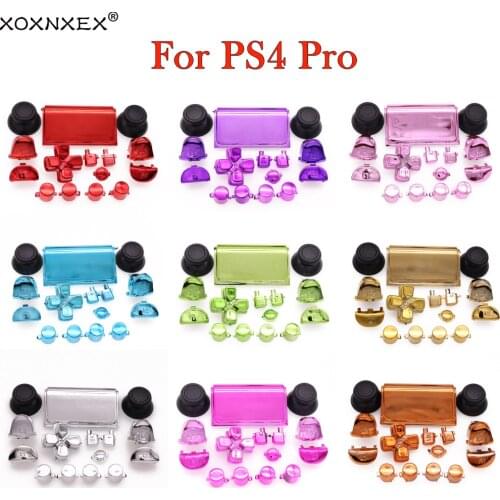 9colors Chrome Joysticks D-pad R1 L1 R2 L2 full set Direction Key ABXY Buttons For Sony PS4 Pro JDS-040 JDM-040 Controller