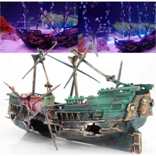 Fish Tank Aquarium Ornament Wreck Boat Sailing Boat Destroyer Sunk Ship Air Split Shipwreck Aquarium Landscaping Decoration