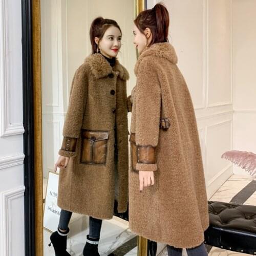 AYUNSUE Real Fur Coat Female Sheep Shearling Jacket Winter Coat Women Clothes 2020 Wool Coat Korean Suede Leather Jacket MY4452
