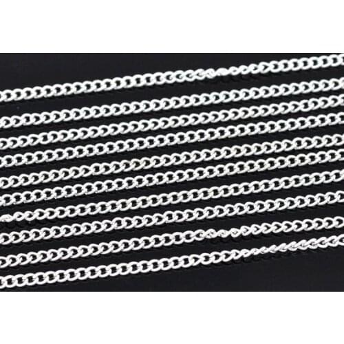 Free shipping!!!!100m/lot Silver Plated Link-Opened Curb Chains 3x2.2mm