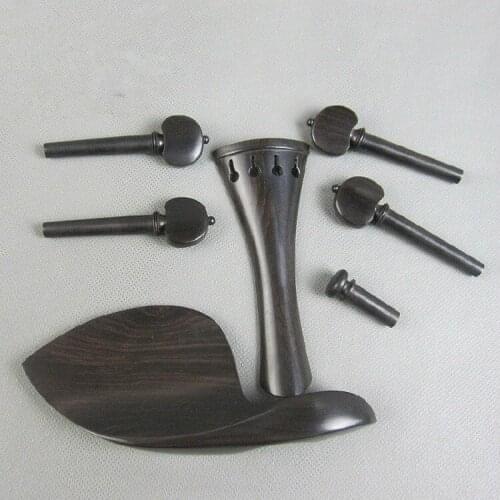 Free shippingWholesale 2 sets natural ebony 4/4 violin fittings parts accessories pegs chinrests endpins tailpieces