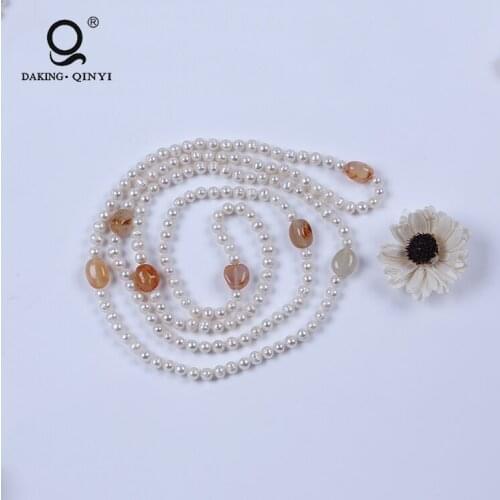 Sweater Chain Accessories,Super Fashion Natural Stone Beautiful Long Pearl Necklace