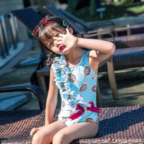 Kid Toddler Girls Frilled Ruffle One Piece Bikini Beach Bathing Suit with Swim cap Swimsuit Swimwear