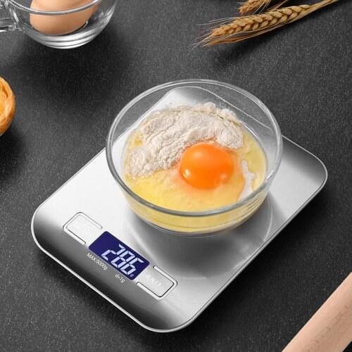 10kg/5kg Kitchen Scale LCD Precision Electronic Scales Flat Stainless Steel Electronic Baking Scale Waterproof Household Scale