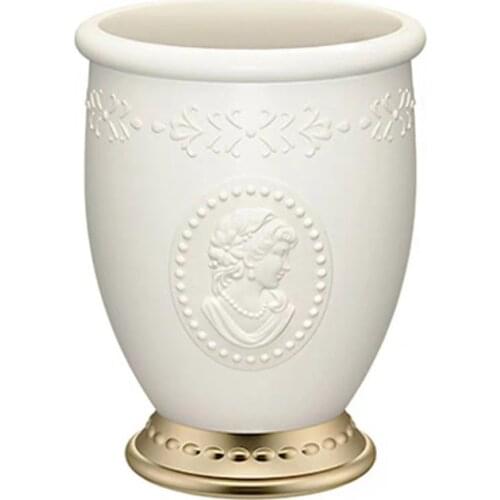 French Retro Makeup Brush Holder Embossed Portrait Cosmetic Tools Organizer Box R7UB