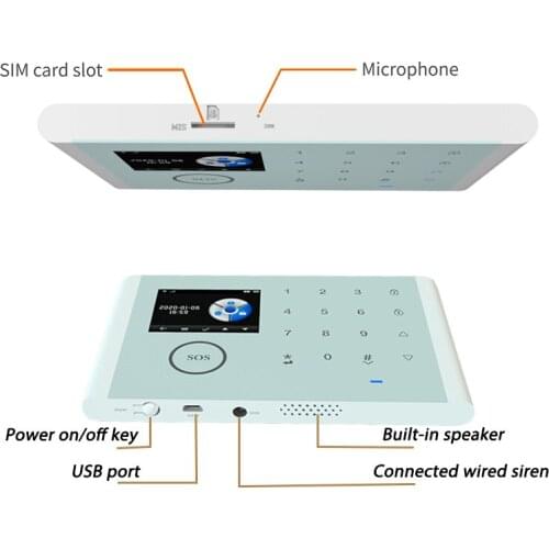 NEW Tuya RF 433mhz IOS Android APP control wireless home security GSM alarm system two ways intercom SMS shutdown notification