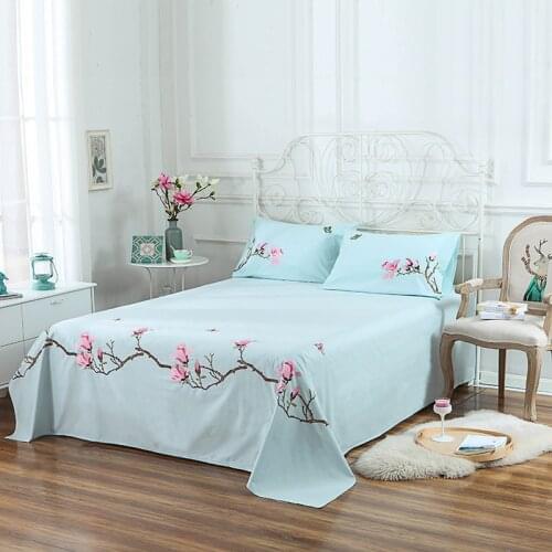 Three-piece cotton embroidered Bed linen sheets 150 pillowcase cover for home