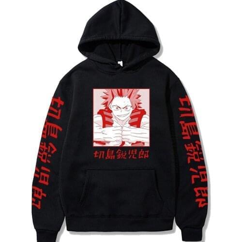 Harajuku Japanese Anime My Hero Academia Kirishima Eijirou Printing Mens Hoodies Streetwear Sweatshirt Cartoon Oversized Hoodie