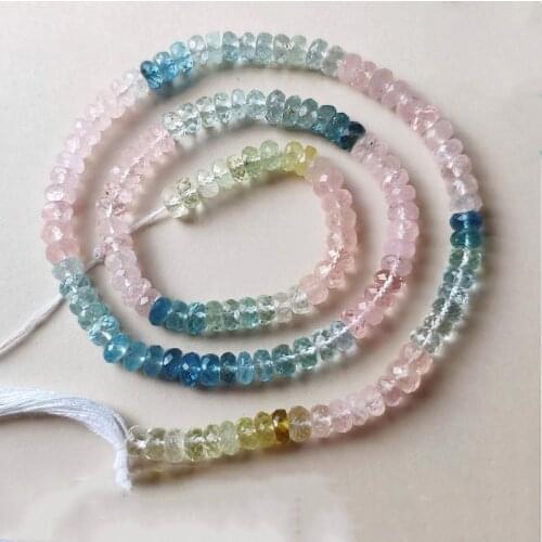 ICNWAY 41cm Morganite Aquamarine Natural Gemstone 5mm Beads Roundel Faceted for Jewelry Making Necklace Earring Bracelet