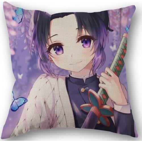 Kimetsu no Yaiba Pillowcase Wedding Decorative Cotton Linen Pillow Case For Home Pillow Cover 45X45(One Sides)