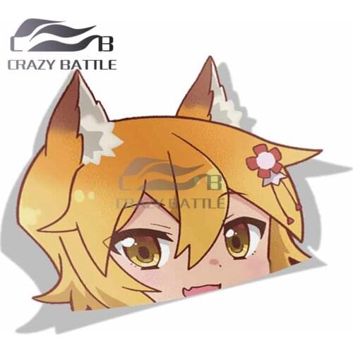 Crazy Battle 13cm x10.8cm The Helpful Fox Senko San Peeker Big Head Anime Motorcycle Stickers Vinyl Car Sticker Waterproof Decal