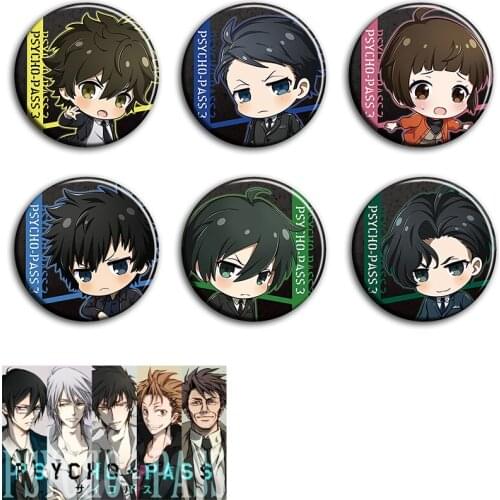 Psycho-Pass 58 mm anime Badge Kougami Shin'ya Tsunemori Akane Brooch Round Icons On Backpack