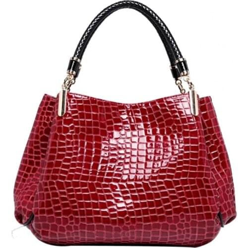 Patent Leather Satchel Top Handbag Shoulder Bag Crocodile Handbags Formal Office & Career PU Leather Crocodile Pattern Zipper